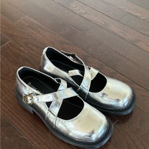 Silver Kids Mary Jane Shoes